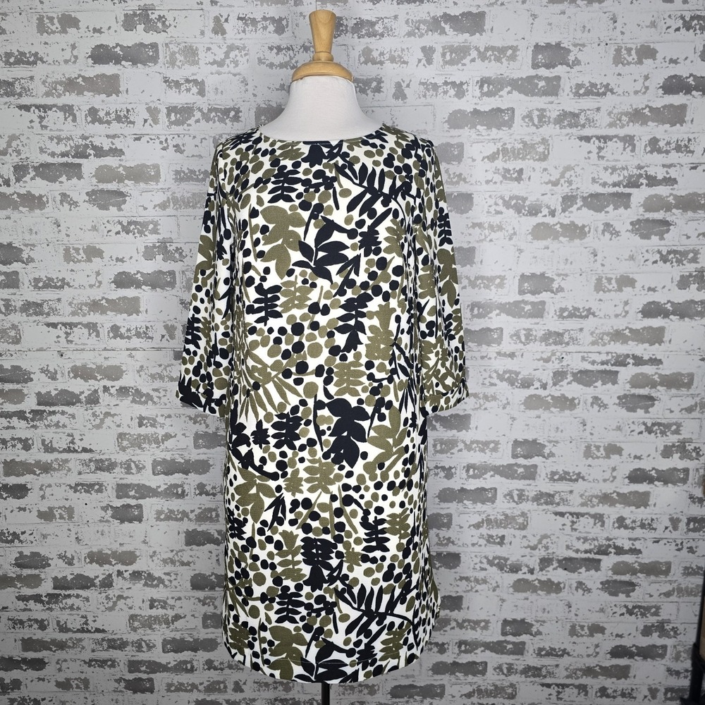 Boden Dress Womens Size US8 Multicolor Floral Pullover Textured Knit 3/4 Sleeve